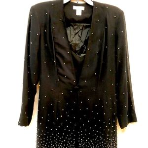 Women’s Black and Crystal Embellished Dress Set